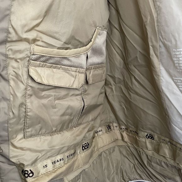 Mens 686 ACE Snowboarding JACKET Size LARGE Winter Coat Khaki Tan Down 15 Years - Picture 6 of 16